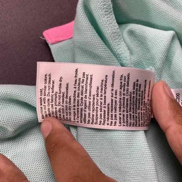 Psycho Bunny Polo Shirt Mens 7 XL Mint Green Pink Trim Pima Cotton Embroidered - Picture 10 of 15